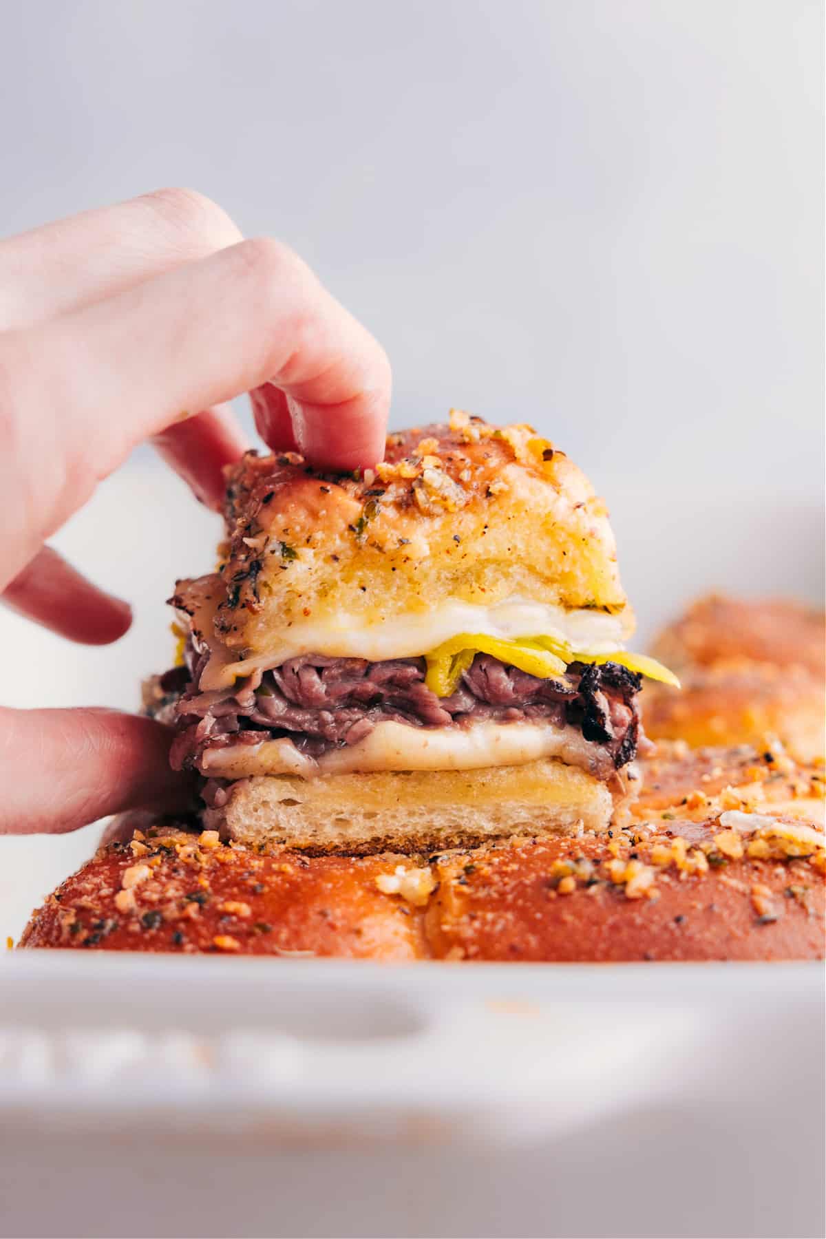 Italian Beef Sliders fresh out of the oven.