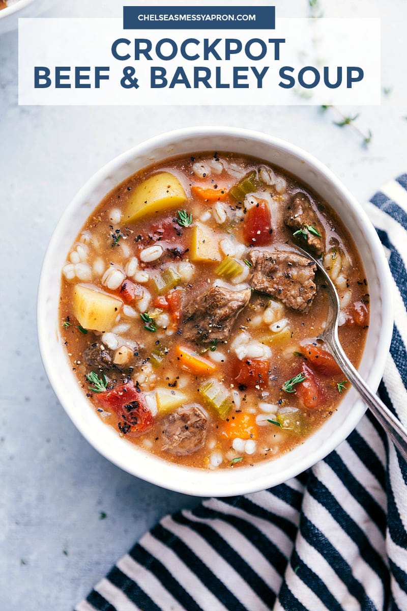 The ultimate BEST EVER Crockpot Beef and Barley Soup! via chelseasmessyapron.com