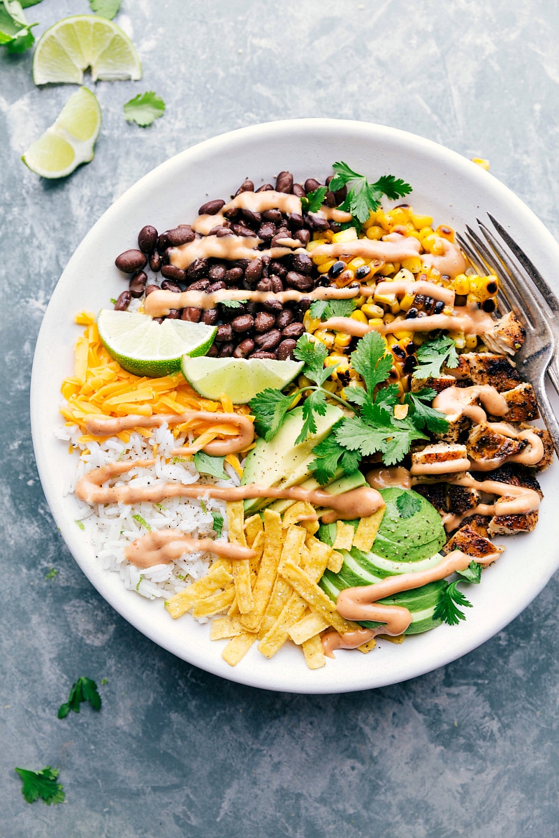 Finished overhead photo of Grilled BBQ Chicken Bowl.