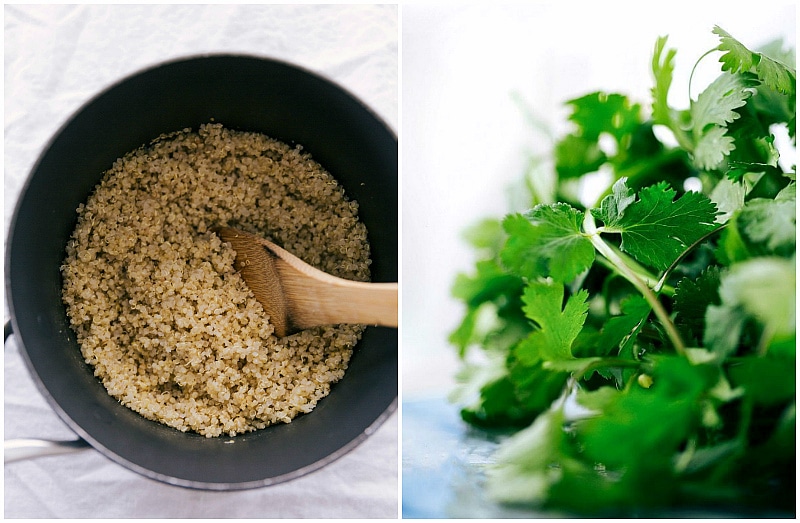 Overhead shot of quinoa and parsley