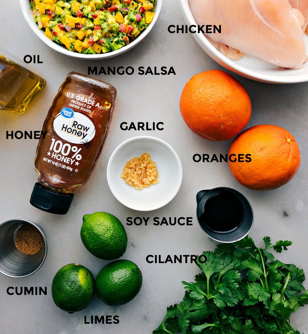 All the ingredients for this recipe prepped out for easy assembly.