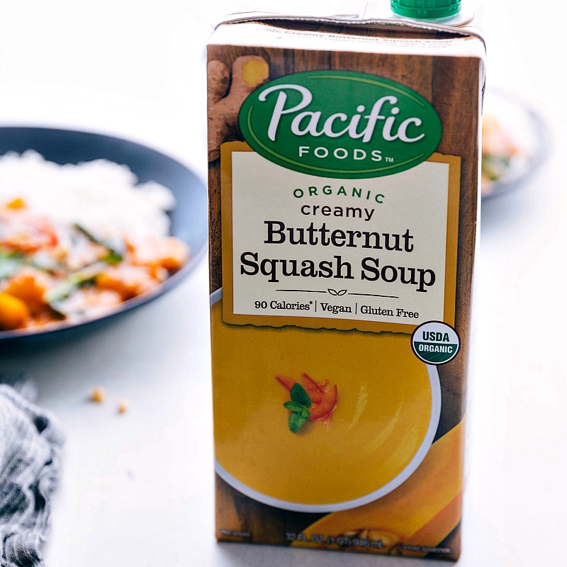 Soup from Pacific Foods that goes into this butternut squash thai curry.