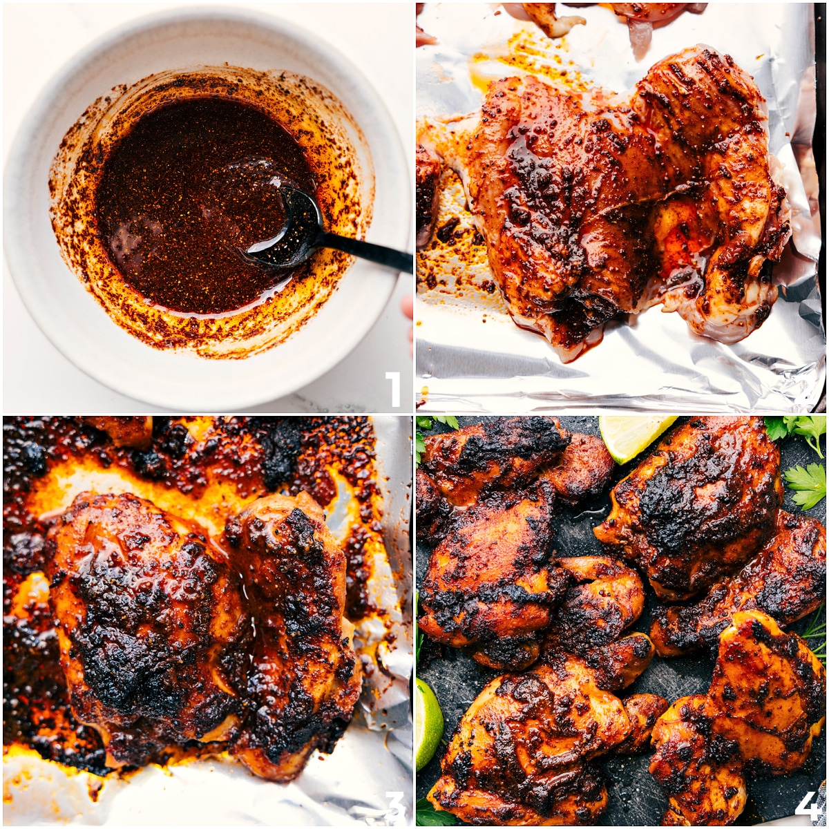 Chimichurri chicken being coated in a flavorful rub, then baked to perfection.