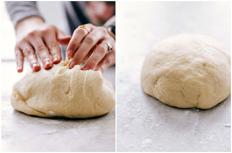 Image of the dough being kneaded into a ball for this Dinner Rolls recipe.