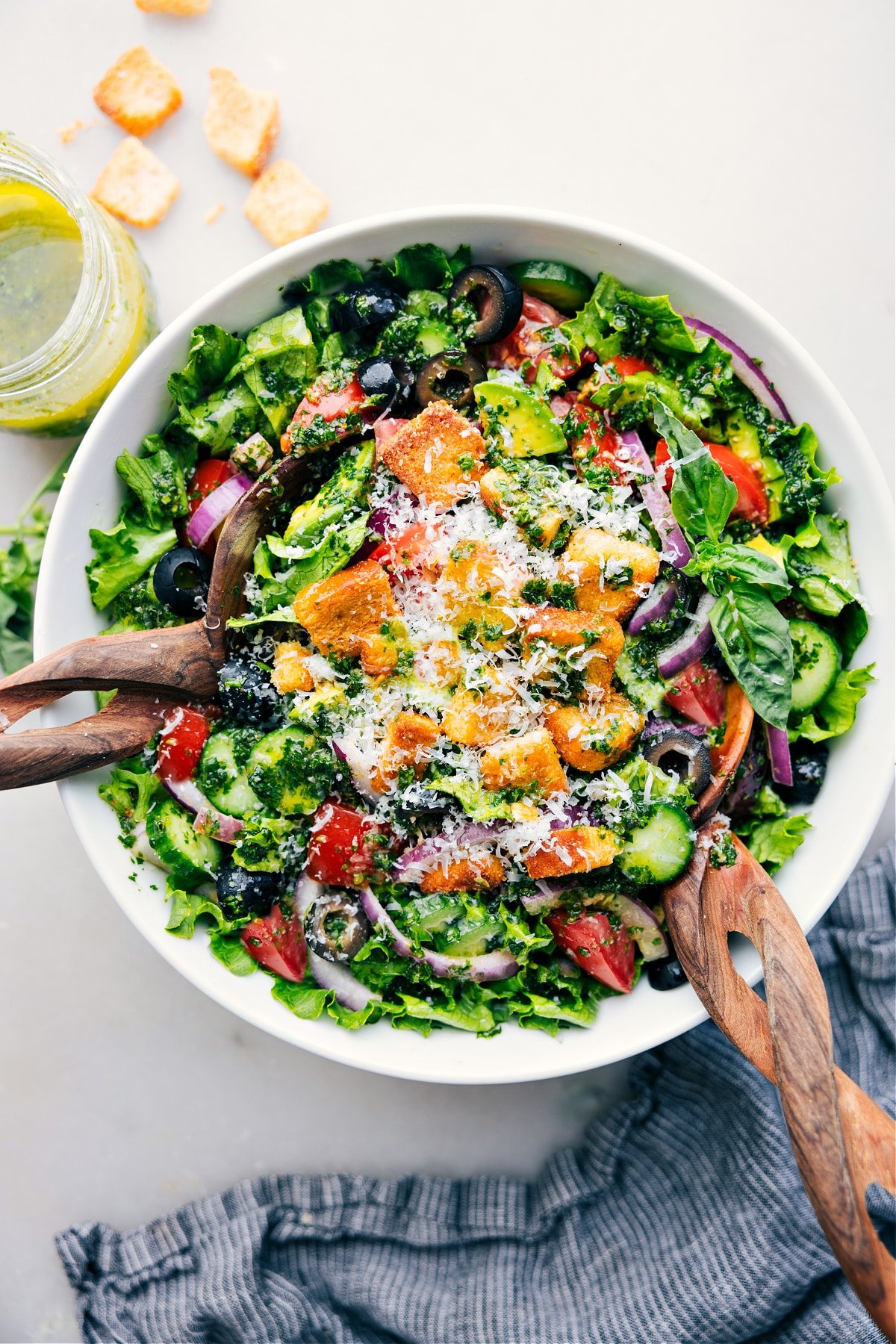 Italian Salad recipe in a bowl ready to be served.