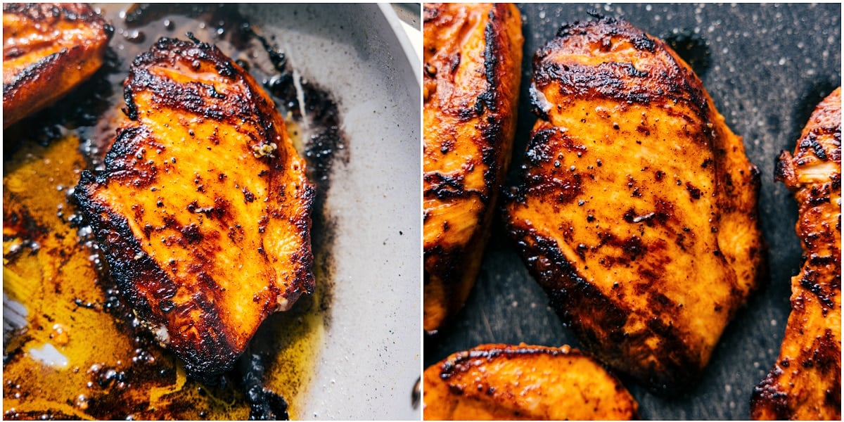 The mango chicken cooked to perfection for this dish.