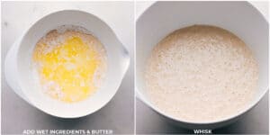 Mixing Dry and Wet Ingredients for Pancake Batter.