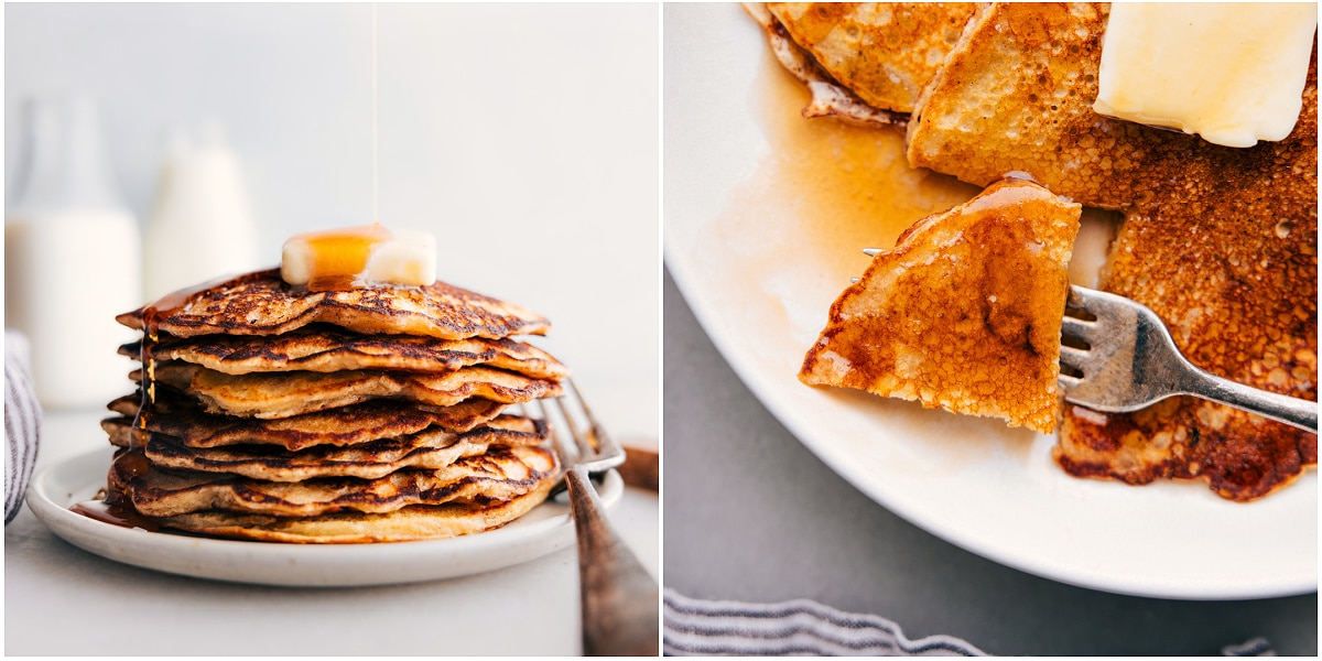 Delicious Homemade Old-Fashioned Pancakes with Maple Syrup