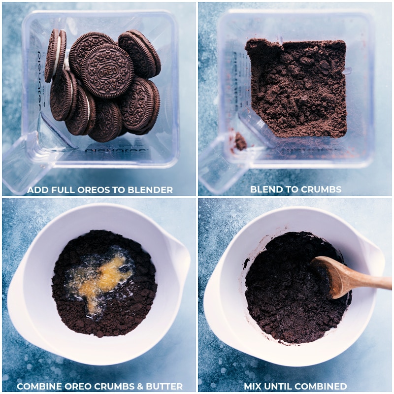 Process shots-- images of the Oreo crust being prepped