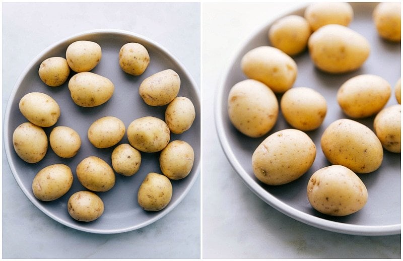 Image of the Yukon gold baby potatoes that go in this Sausage and Potatoes Skillet Meal.