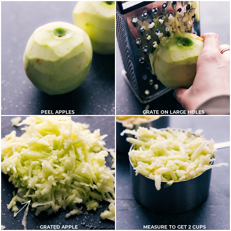 Process shots--images of the apple being grated