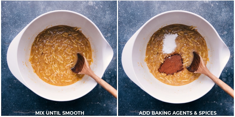 Process shots-- images of the baking agents and spices being mixed together