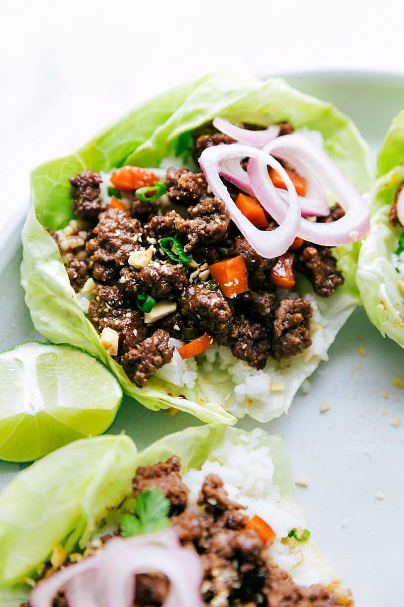 Image of the ready-to-eat Beef Lettuce Wraps.