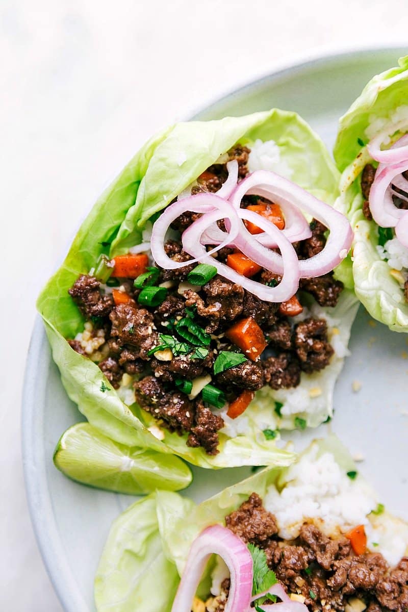 Image of Beef Lettuce wraps, ready to eat.