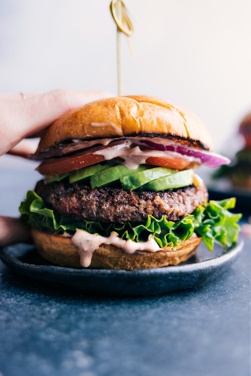 Image of the black bean burger on a plate