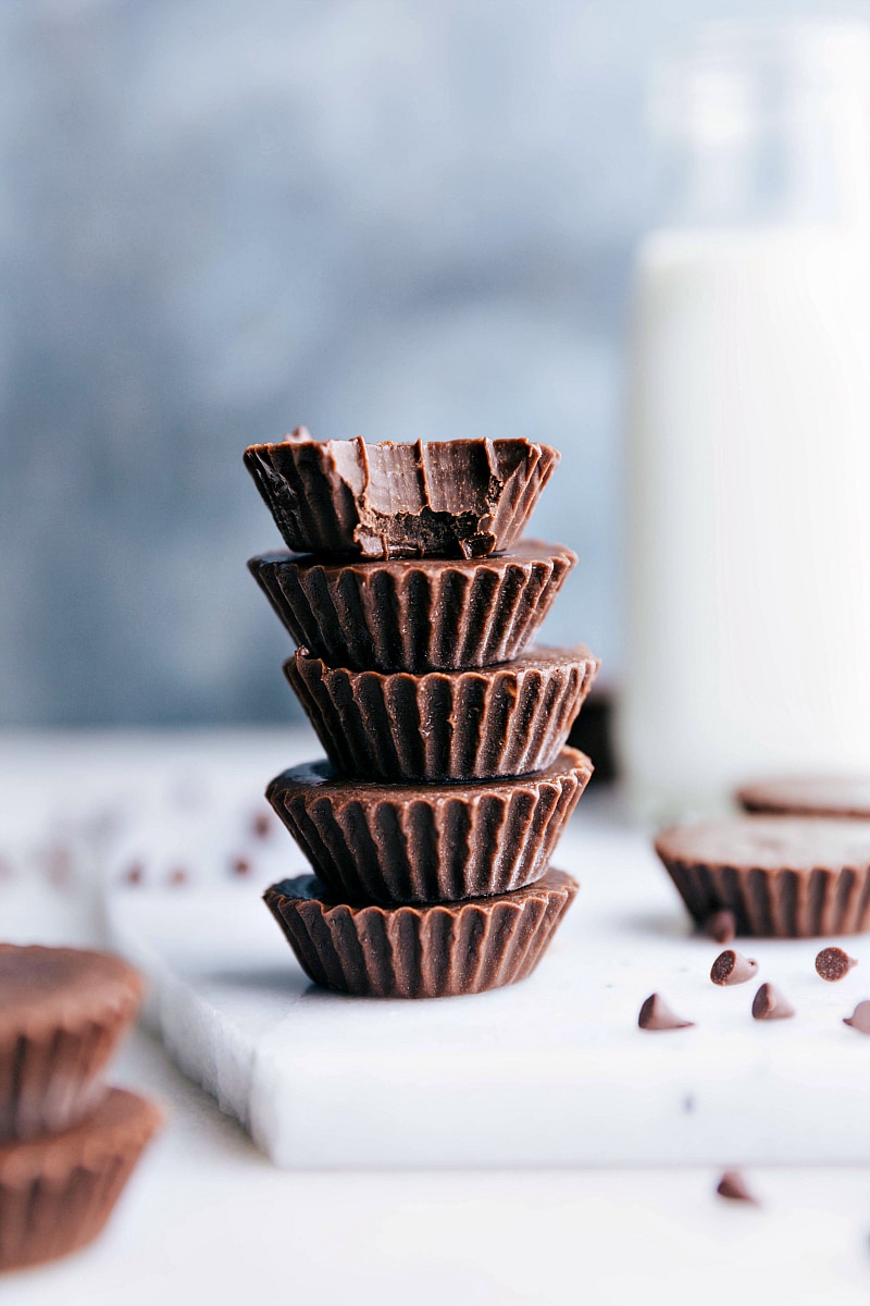 Fat Bombs stacked with a bite out of the top one.