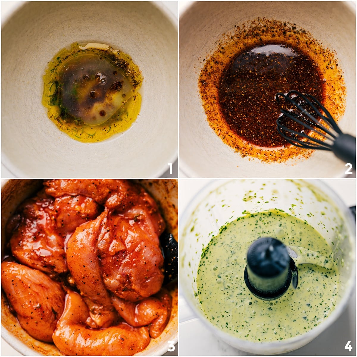 Blending Ingredients for Flavorful Green Sauce