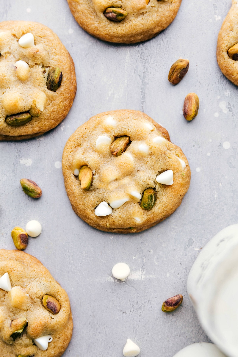 Overhead image of the baked Pistachio Cookies.