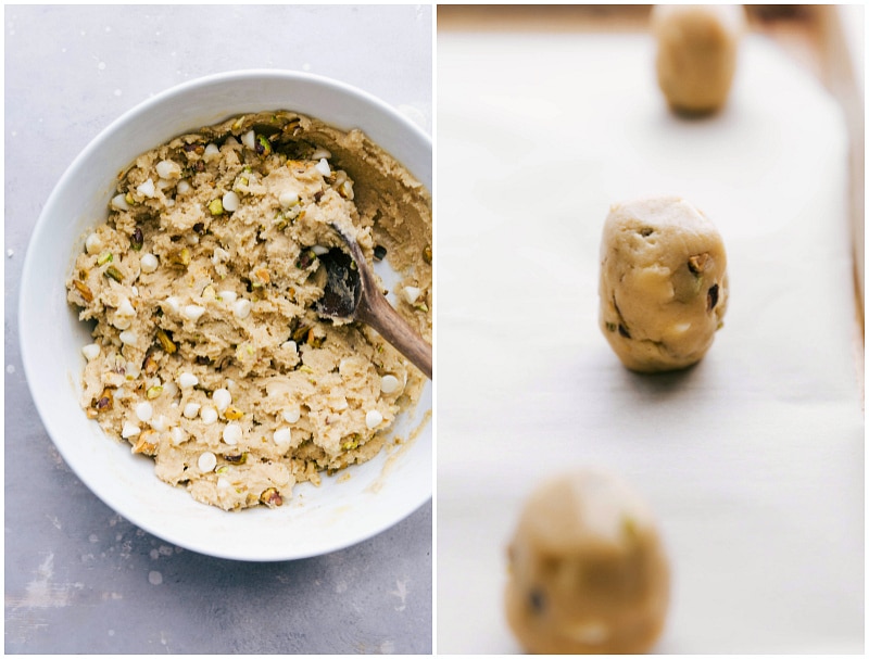 The finished dough rolled into evenly-sized balls, perfectly prepared and ready to be placed in the oven for baking.