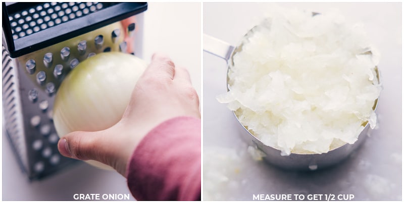 Onions being grated for this recipe.