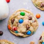 Delicious and perfectly baked M&M cookies, fresh from the oven and ready to eat.