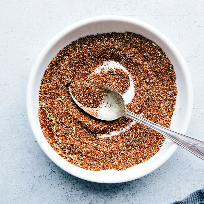 Process shot-- Image of the seasoning mix all mixed together for Taco Lettuce wraps.