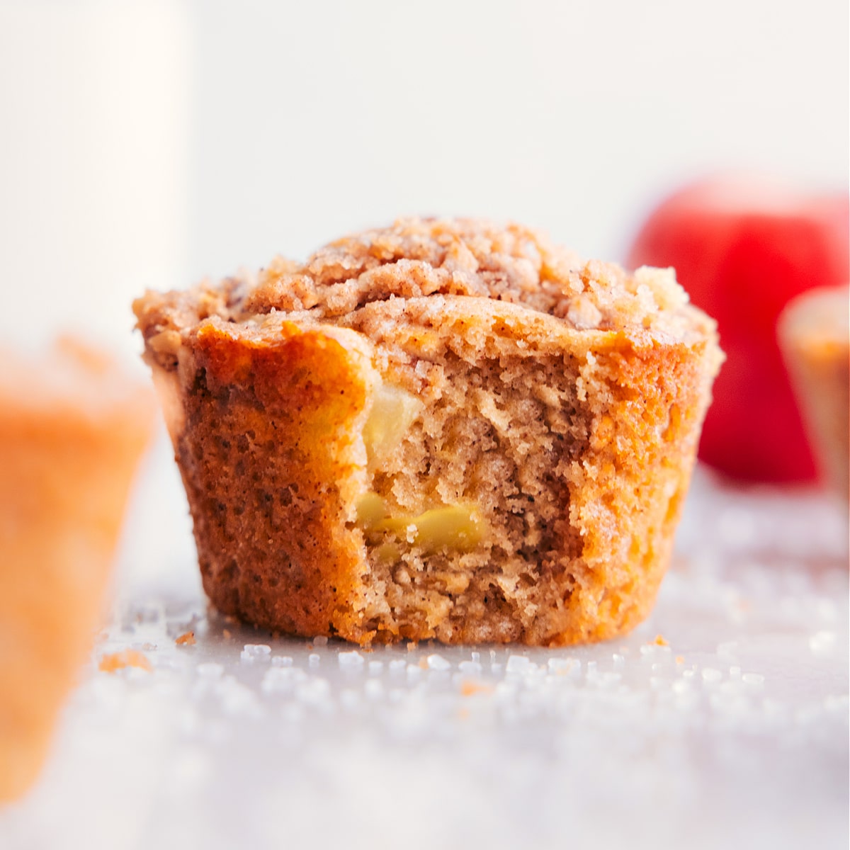 The finished apple cinnamon muffins, warm and aromatic, a perfect sweet and healthy breakfast.