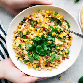 Creamy corn salad, rich and packed full of flavor, ready to be enjoyed as a delightful side dish.