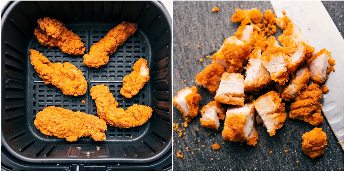 Air fry the chicken to perfection for this crispy chicken salad.
