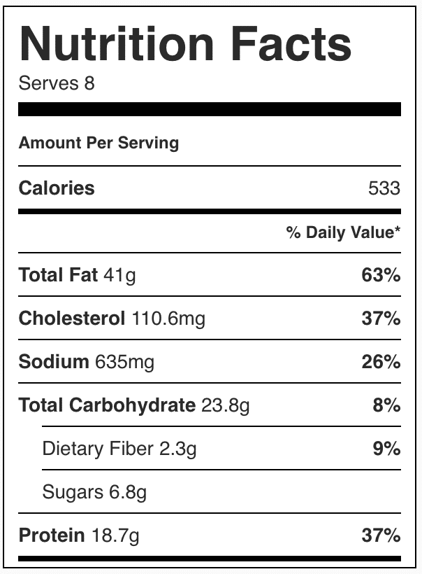 Nutrition facts in sausage potato soup