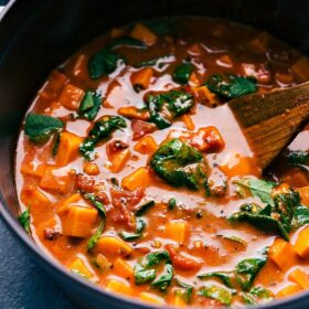 Sweet Potato Coconut Curry Soup (With Chickpeas!)