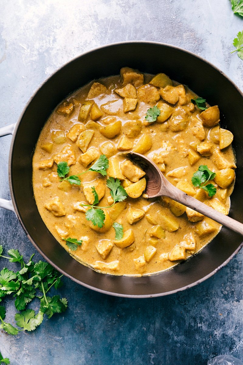 Overhead image of the Thai Yellow Chicken Curry.