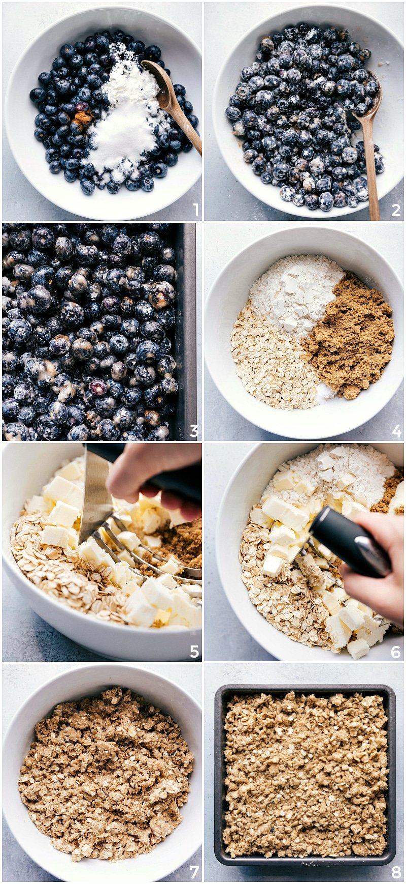 Process shots-- images of the blueberry crisp being made