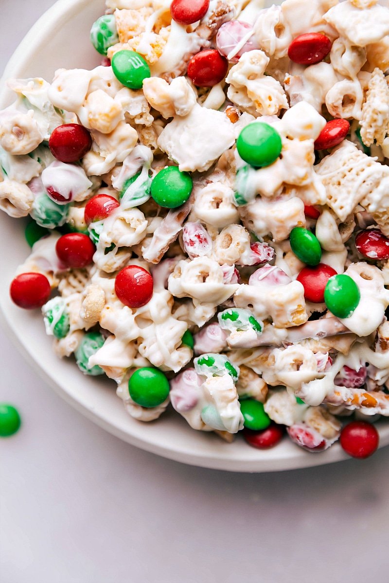Overhead image of the Christmas Snack Mix
