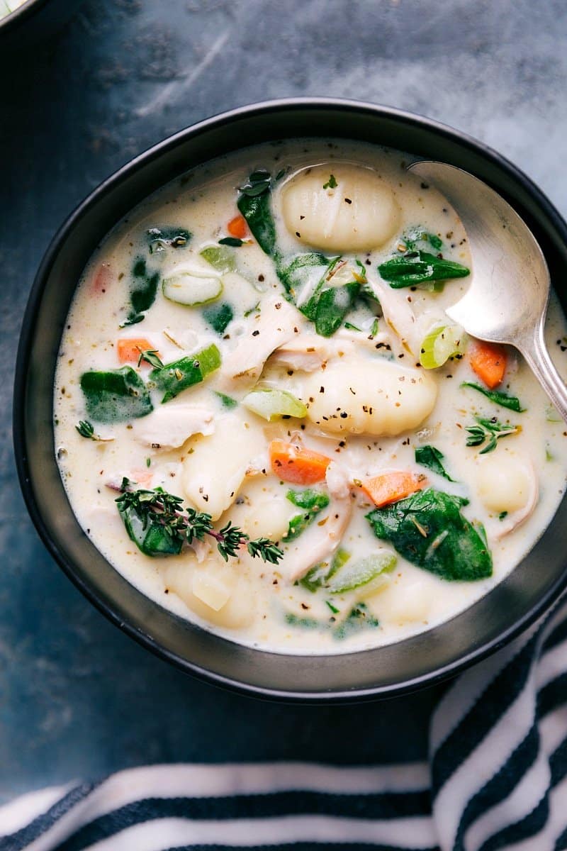 Overhead image of Chicken Gnocchi Soup