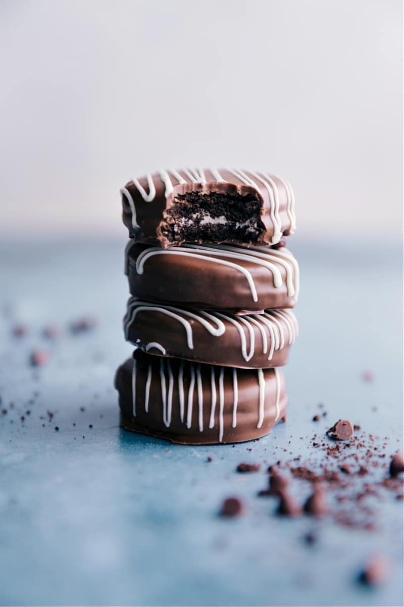 Image of Chocolate Covered Oreos stacked on top of each other