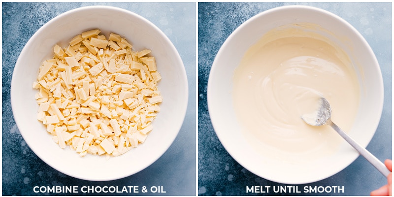 Process shots-- images of the white chocolate being melted