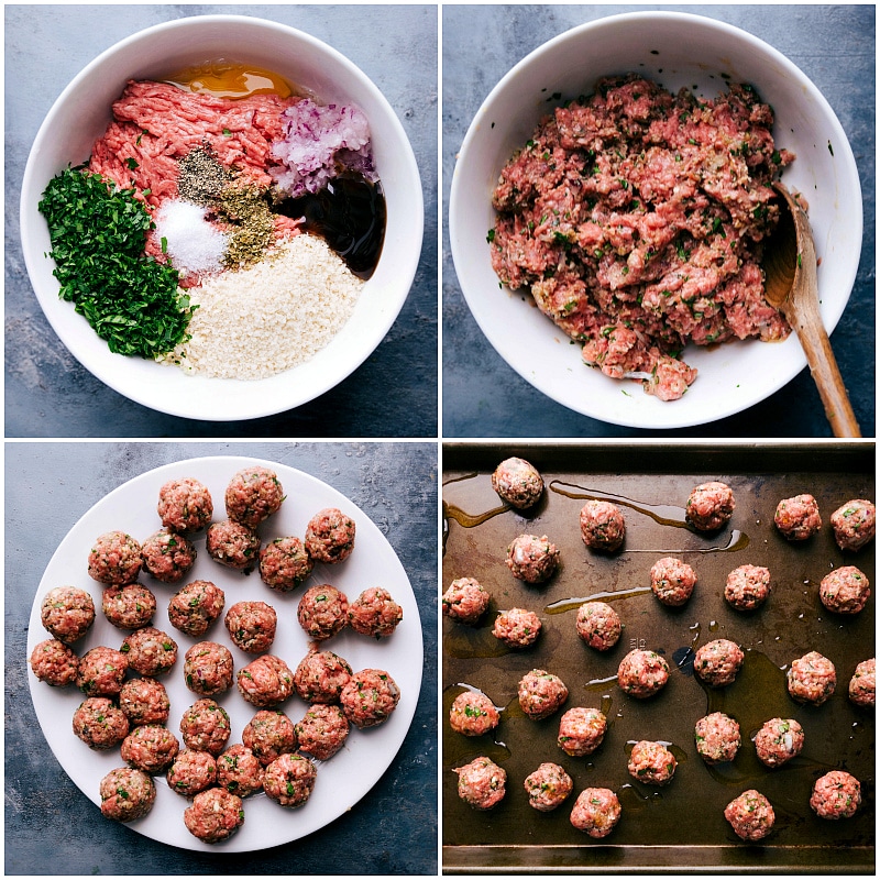 Process shots-- images of the Greek Meatballs being made. 