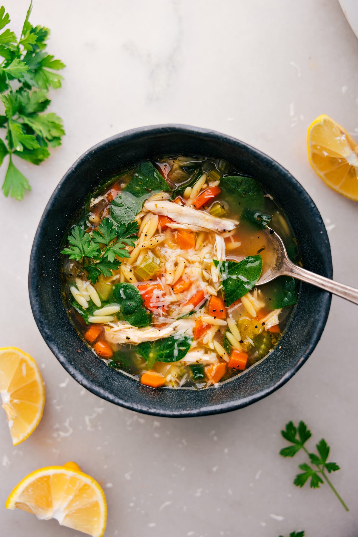 A bowl of delicious soup, ready to be savored.