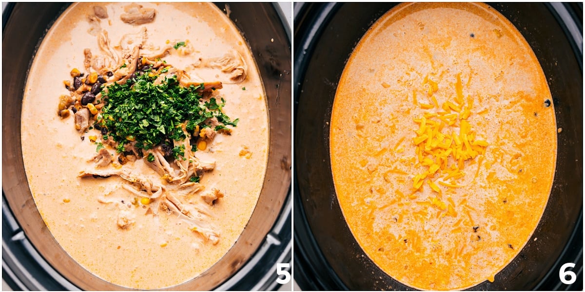 Creamy Chicken Corn Chowder Recipe Add the chicken back into the crockpot with cheese and fresh herbs.
