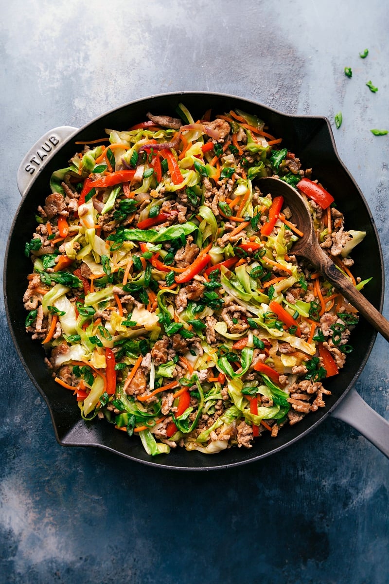 Egg Roll in a Bowl, a delicious dish, plated and ready to enjoy.