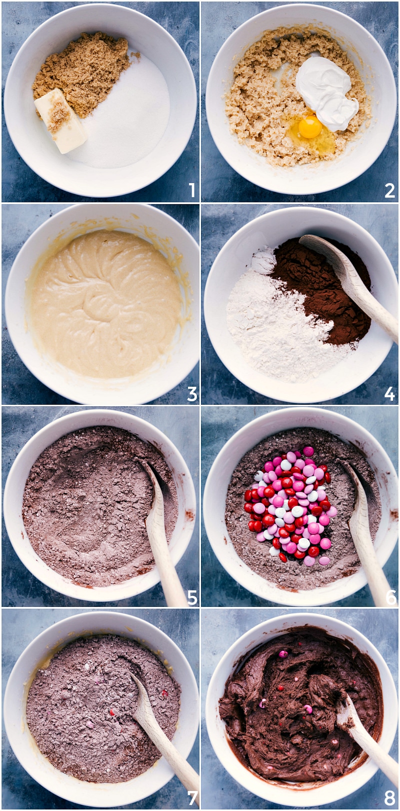 Making the valentine's cookie dough, from mixing ingredients to forming the dough.