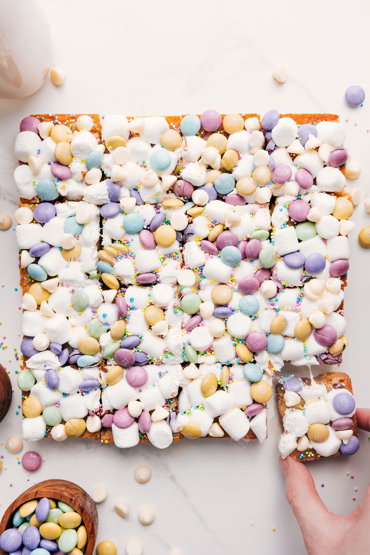 Confetti Bars cut into squares and ready to enjoy.