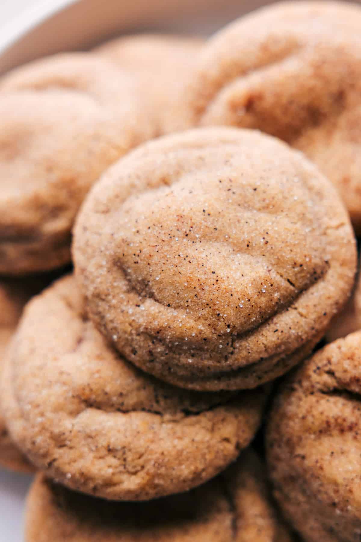 A plate filled with warm caramel snickerdoodles, inviting and ready to be savored.