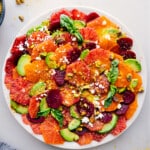 A big platter of citrus salad ready to be served.