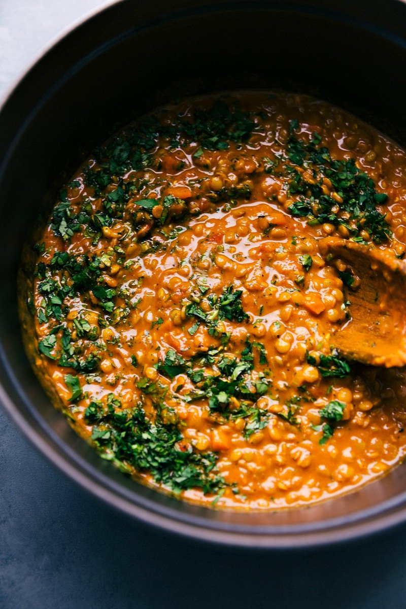 Overhead image of the dish in the pot, ready to be served.