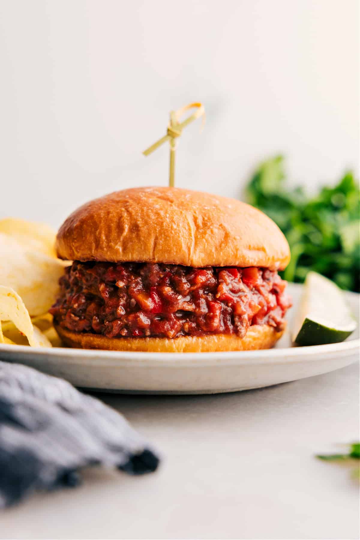 Hearty Sloppy Joe on Warm Bun Sloppy Joes recipe piled into a bun and ready to enjoy.
