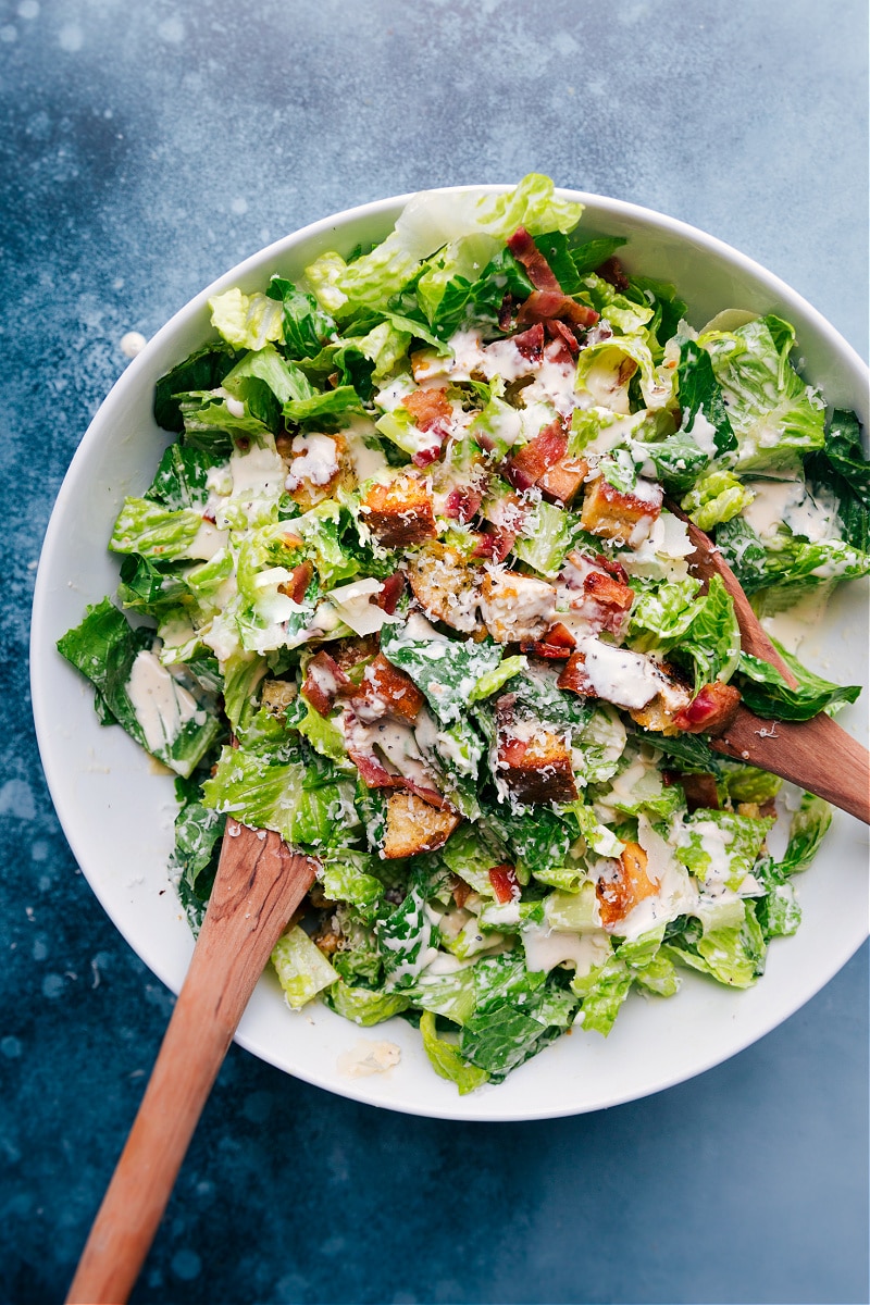 Overhead image of the Caesar Salad