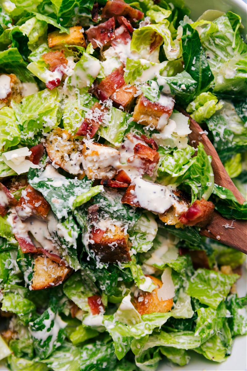 Up close overhead image of the Caesar Salad
