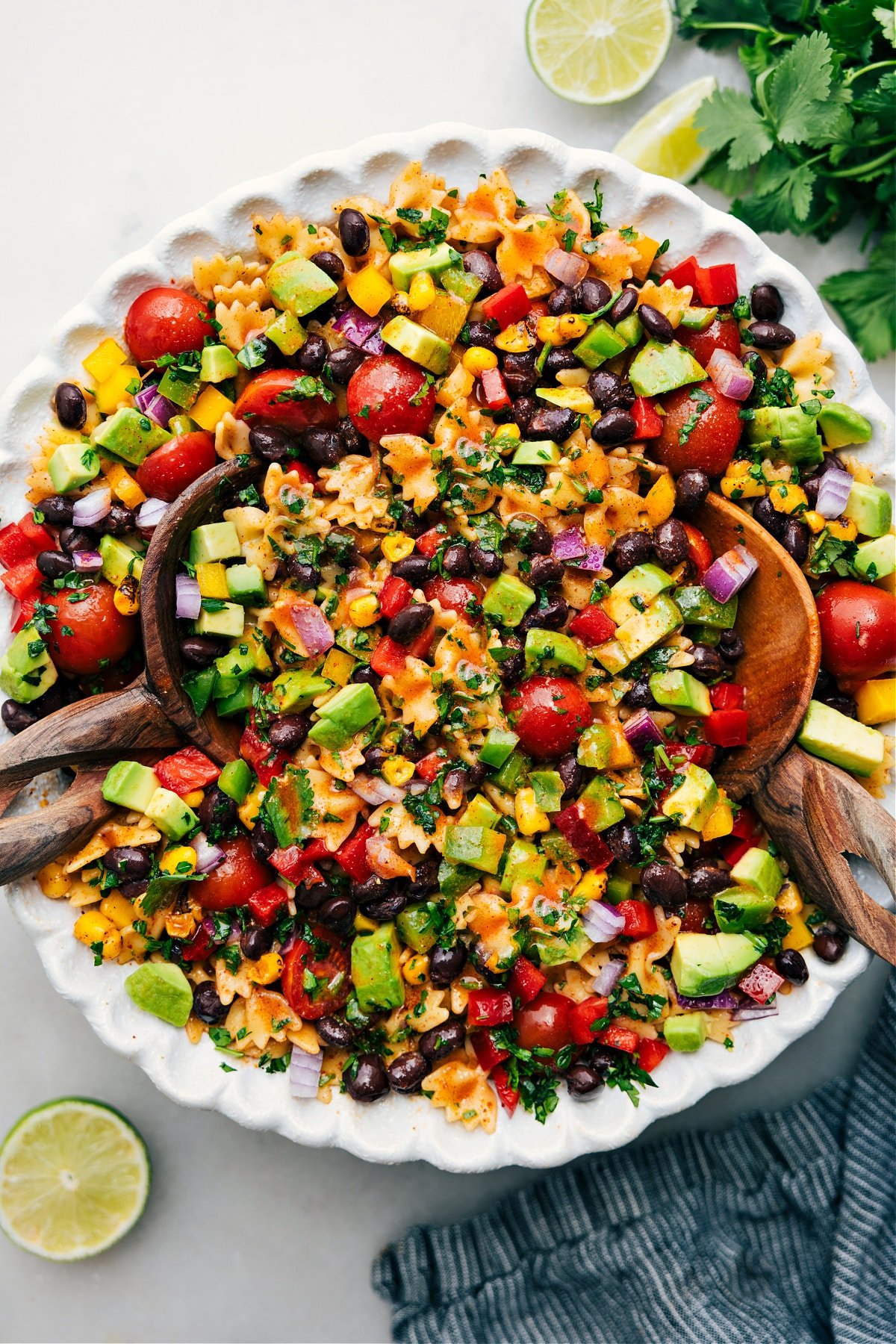 The Best Mexican Pasta Salad Recipe Mexican Pasta Salad in a bowl, fully dressed and ready to serve and enjoy.